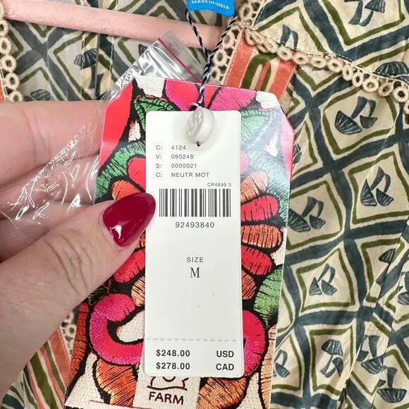 NWT Anthropologie Farm Rio V Neck Sheer Mushroom Print Wide Leg Jumpsuit Medium - Picture 13 of 16